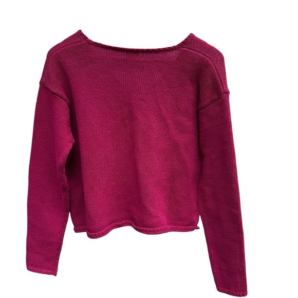 Eileen Fisher Boxy Heavy Knit V-Neck Button Up Cardigan Sweater Pink S - Picture 6 of 10